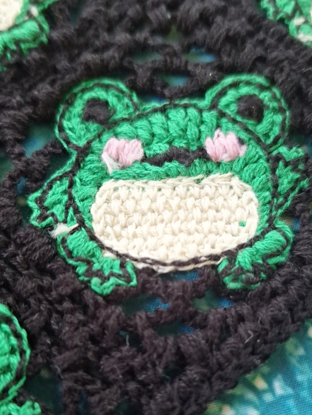Set Of 2 Crochet Frog Bandana Scarf & Ivory Crochet Headband